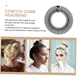 Healvian 20 pcs Flexible Circle Comb Set Full Circular Stretch Hair Combs for Sports Showers Makeup Non Slip Plastic Headbands Solid Color Comfortable Durable Hair Accessories for Women