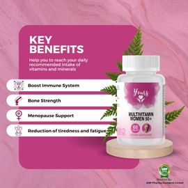 Yours Multivitamins Women Age 50+, Advanced Multivitamins for Senior Women | Vitamin D3, Vitamin A, C, Iron and Biotin. Immune Support, Bone Strength & Eye Health | Daily Essentials. 60 Tablets