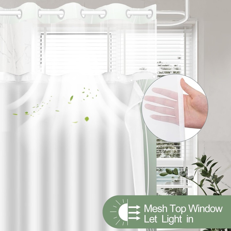 Extra Long No Hook Shower Curtain and Liner Set, Ombre