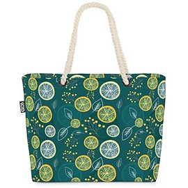 VOID Lemon Leaves Fruits Beach Bag Shopper 58 x 38 x 16 cm 23L XXL Shopping Bag Travel Bag Beach Bag, multicoloured, Casual
