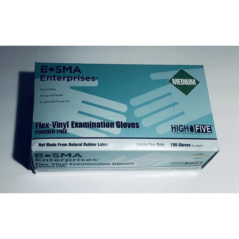 Bosma Flex-Vinyl Examination Gloves Power Free 100 Count Size Medium