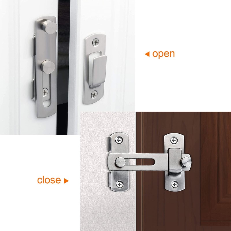 2 Pieces Stainless Steel Flip Latch with Fixing Screws for