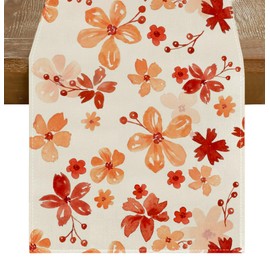 RABUSOFA Floral Fall Table Runner,Flower Seasonal Autumn Kitchen Dining Table Holiday Thanksgiving Decoration for Home Party Decor 13x72 Inch