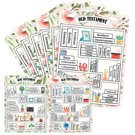12 Pack Books of The Bible Stickers 6.6 x 4.8 Inch Old and New Testament Book Reading Shelf Sticker Christian Tracker Dashboard Labels for Women Man Study Supplies (Plant)