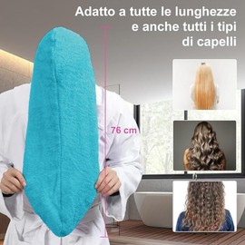 nice homeit Handtuch-Set mit 2 Haar-Turban, 100 % ringgesponnene Baumwolle, weich und bequem, hergestellt in Italien (Hellblau)
