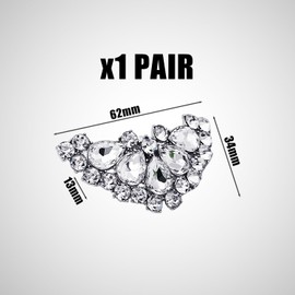 NyxSeat 2 Shoe Buckles with Rhinestones, Silver Shoe Buckle with Rhinestones and Jewellery Accessories, Removable Shoe Buckle with Metal Buckle, Suitable for Women, Weddings, Parties etc., Alloy Steel