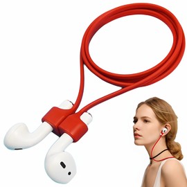 Niltpel Magnetic Anti-Lost Straps for AirPods,Colorful Soft Silicone Sports Lanyard, Neck Rope Cord (Red)
