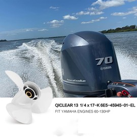 Qiclear Marine 13 1/4 x 17-K | 6E5-45945-01-EL Upgrade Aluminum Outboard Propeller fit Yamaha Engines 60-130HP, 15 Spline Tooth