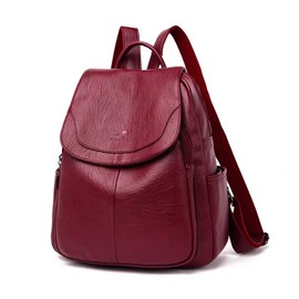 Mochila de Mujer Cuero de PU Bolso de Hombro Casual Bolsos de Moda impermeable para Mujer Mochila Antirrobo Mochila de Viaje