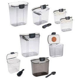 Progressive ProKeeper Baker's Airtight Kitchen Storage Canister Container Set for Flour, Sugar & More, Keeps Ingredients Fresh, with Accessories (Multicolor, 8- Piece)