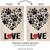 Paw Prints Heart Garden Burlap Flag - 13 x 1