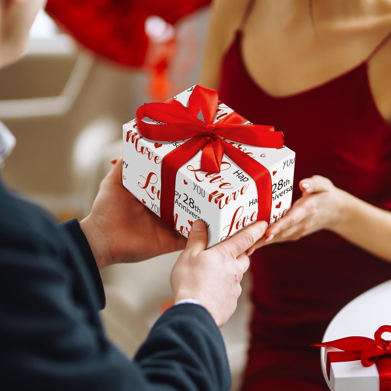 RUSPEPA Wrapping Paper Roll for 28th Anniversary - 17 Inches