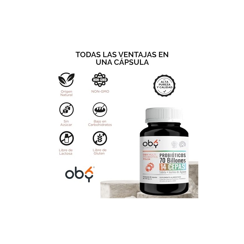 Probioticos 70 Billones de 14 Cepas Prebioticos Inulina de Agave