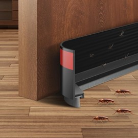 Ainiv 2 Pack Under Door Draft Stoppers with Brush, 2" W x 39" L Cutable Soundproof Door Seal, Adhesive Under Door Sweep for Exterior & Interior Doors Noise Weather Hot or Cold Air Insulation-Black