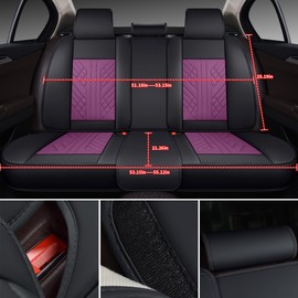 GXT Bench Seat Cover, Premium Faux Leather Bench Seat Covers for Trucks - Universal Fit for Most Sedans SUV Pick-up Truck, Durable for Long Lasting Protection(Black and Purple)