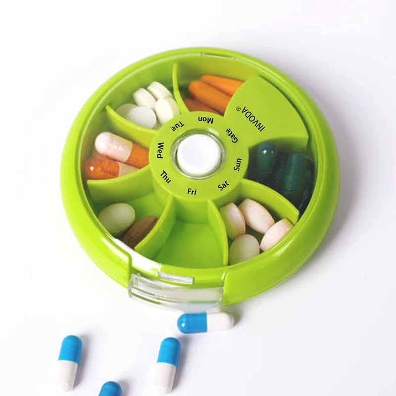 Pill Organizer Travel Pill Cases Weekly Cute Round Pill Box