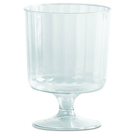 WNA CCW5240 Classicware Fluted Pedestal Wine Glasses, Glass-Like Feel, Polystyrene Material, 5-Ounce Capacity, Clear Color, Case of 240