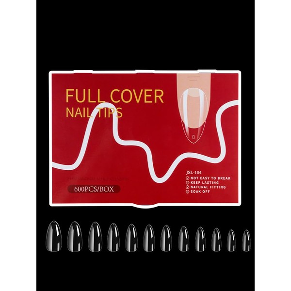 600 Pcs Short Almond Nail Tips, Cover Nail Fake Nails