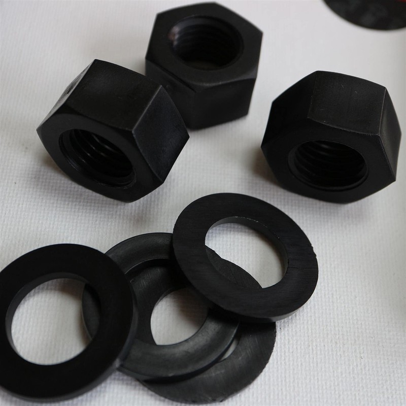 5 x Black Hexagon Head Screws Polypropylene (PP) Plastic Nuts,
