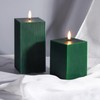 Girimax Dark Green Ribbed Flameless Candles with Remote, Battery Operated