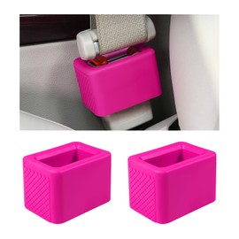 Yourkar 2 PCS Seat Belt Buckle Holder, Non-Slip Silicone Seatbelt Buckle Booster for Kids & Elders, Seat Belt Holder Buckle Fixer for Easy Access Upright Buckling, Car Accessories (Pink)