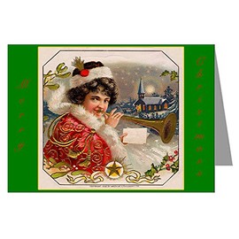 Twelve Note Cards Of Witsch And Schmitt - Christmas Holiday Ephemera, Showing Girl With Heralding Trumpet Boxed Set