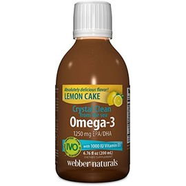 Webber Naturals Crystal Clean from The Sea Omega-3 with Vitamin D3, Lemon Cake, 6.67 Fluid Ounce