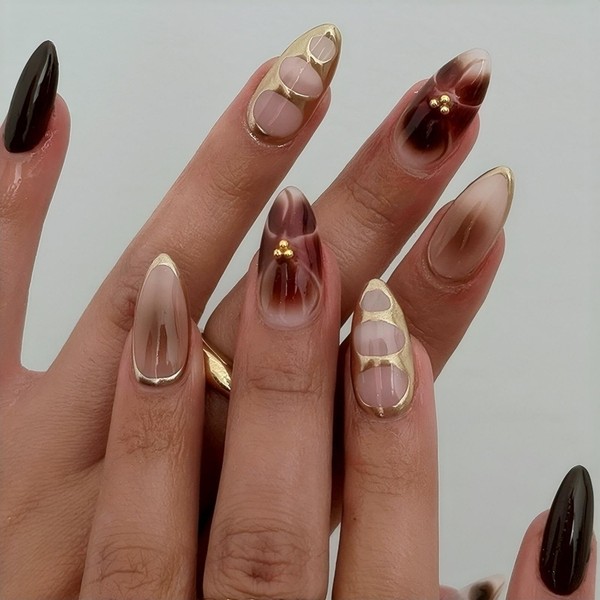 Rchovsam Press on Nails Medium Length Almond Nails Press on