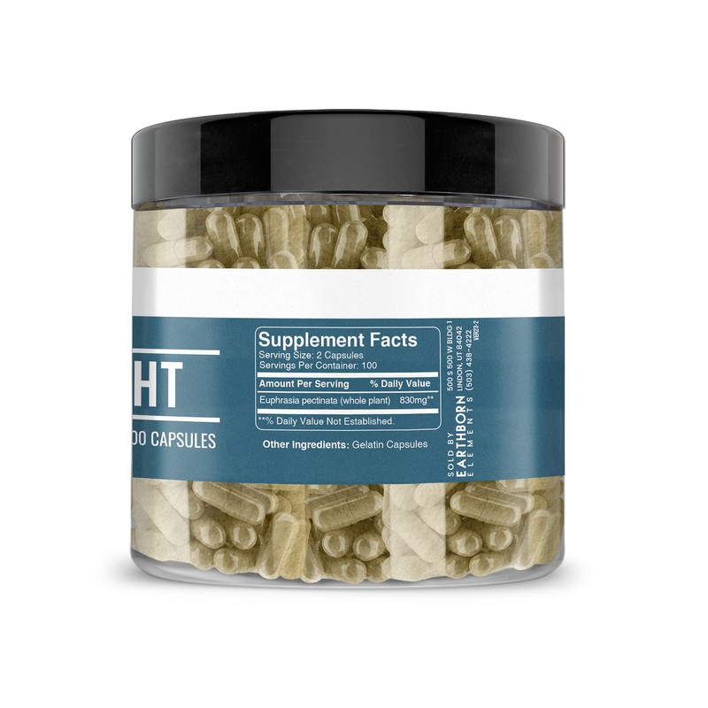 Earthborn Elements Eyebright 200 Capsules, Pure & Undiluted, No Additives