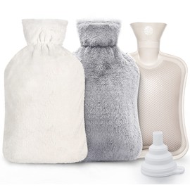 Anstore Hot Water Bottle with Cover, 2 Litres, Large Hot Water Bottle, Soft and Fluffy Hot Water Bottles, Bed Bottle for Children and Adults