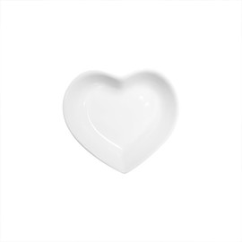 Xmomx 6 pcs White Heart Shaped Porcelain Soy Sauce Dish Ceramic Dip Dipping Bowls for Dinner Baking BBQ and Cooking