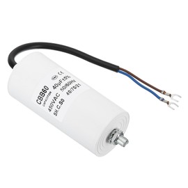 PATIKIL 40uf CBB60 Run Capacitor,AC 450V U Terminal Wires 50/60Hz Cylinder Bottom with M8 Screw for Washing Machine, Cleaning Machine Pump Motor Star