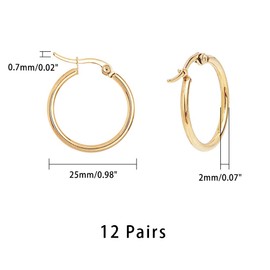 UNICRAFTALE About 24pcs Huggie Earrings Golden Hoop Earrings Hypoallergenic Stainless Steel Hoop Earring 1x0.7mm Pin Hoop Earrings Set Earwires Components for Women Earrings