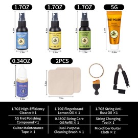 Professional Guitar Maintenance Kit - 3-in-1 Fretboard & String Care Set（Cleaning Brushes, Cloth, Tool）for Long-Lasting Protection | Extends Fretboard & String (9)