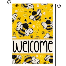 AVOIN colorlife Bee Spring Summer Garden Flag 12x18 Inch Double Sided Outside, Welcome Seasonal Yard Outdoor Flag