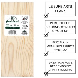 Good Wood by Leisure Arts Pine Slat 12x5.25 – Unfinished Wood Planks for Crafts, DIY Projects, Rustic Signs, Wooden Sheets, Craft Panels, and Home Décor