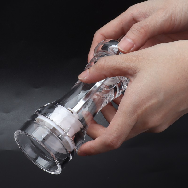 2Pcs Acrylic Manual Grinder Transparent Pepper Salt Mill Spice Jar
