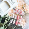 24Pcs Pink Press on Nails Medium Almond Nails French Tip