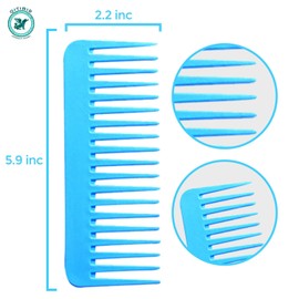 QITIMIR 5 Pcs Large Hair Detangling Comb Set, Wide Tooth for Curly, Wet, Dry, Combs for Women, Men, Kids,Shampoo, Styling, No Handle Comb