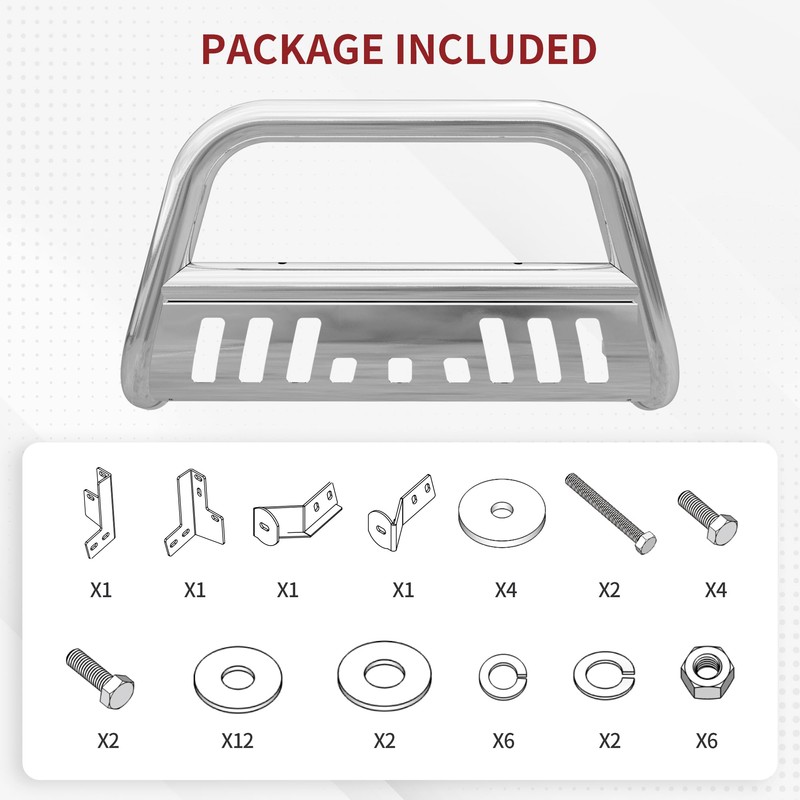 YITAMOTOR Bull Bar Compatible for 2005-2015 Toyota Tacoma, Silver Brush