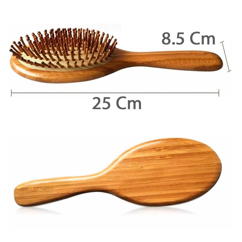 Duo Cepillo Bambu Elcologico Cabello Mango Ergonomico Excelente Calidad Peine