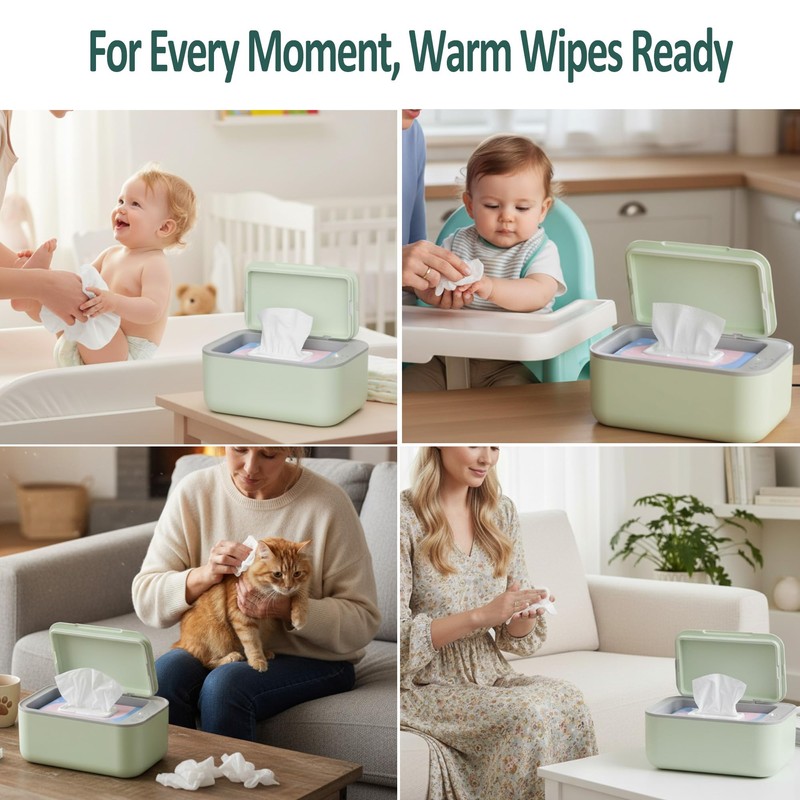 Baby Wipe Warmer, 3-Level Temperature Control, Quiet and Even Heating,