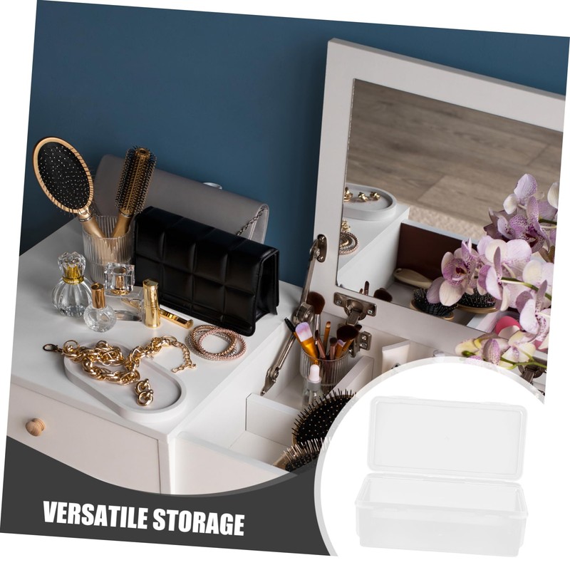 ORFOFE 2pcs Storage Box Set Transparent Organizer with Lid for