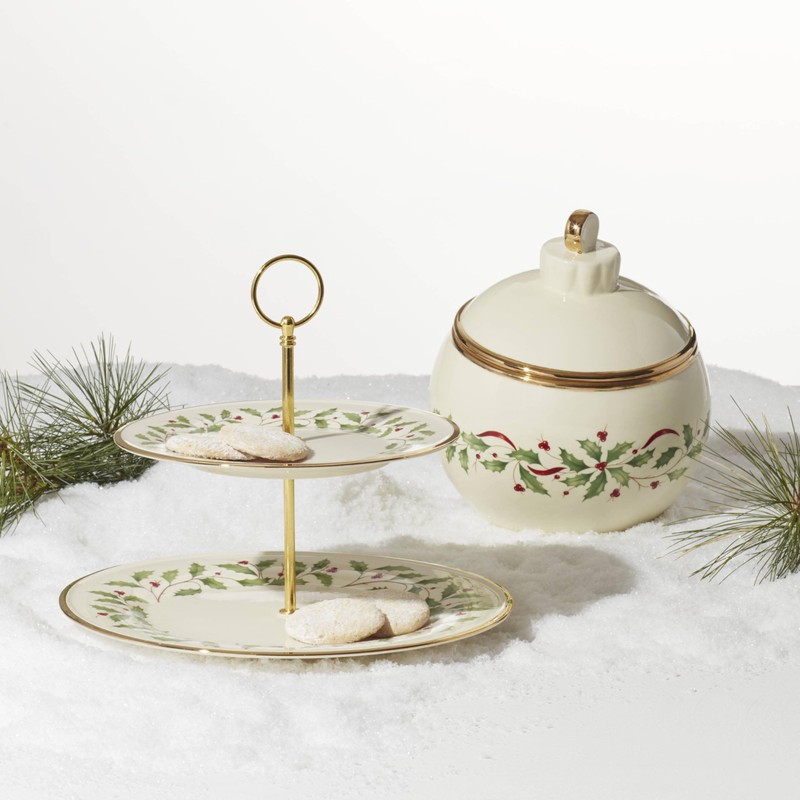 Lenox 893490 Holiday 2-Tiered Server, Christmas Dinnerware
