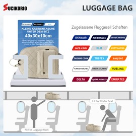 SUCIKORIO Lufthansa British Airways Wizzair Travel Backpack, Hand Luggage, Airplane, Waterproof, Taslon Hand Luggage, Modern Elegant Travel Backpack, Daypack for Women, Men, Travel 40 x 30 x 10 cm,