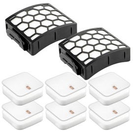 (8 Pack) 2 Hepa Filters + 6 Foam Filters Compatible With Shark LA502, LA322, LA702, LA502, LA301, LA300, LA455, LA702 Rotator Lift-Away ADV DuoClean PowerFins Upright Vacuum Replacement Filter