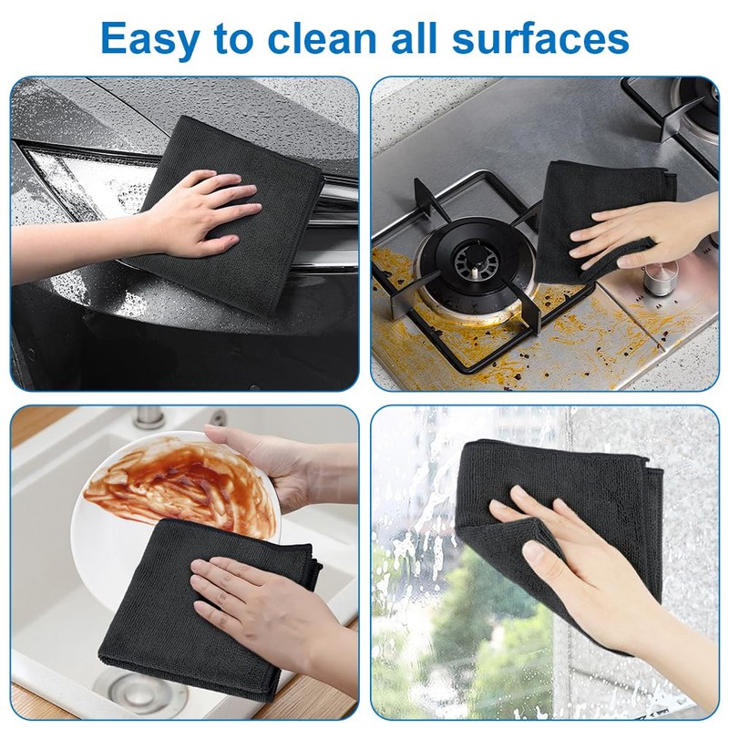 AYESY Microfibre Cleaning Cloth, 12 PCS Highly Absorbent Cleaning Rags