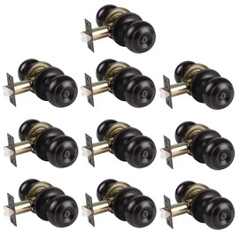 Gobrico 10Pack Round Ball Door Knobs, Keyless Privacy Bedroom and Bathroom Handle Lockset, Thumb-Turn Locking Inside Privacy Function, Oil Rubbed Bronze Finish