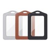 Vividwise 3 Pcs Vertical Leather Badge Holders, Black/Brown/Gray ID Holder