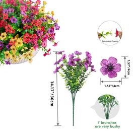 Artificial Faux Plants Flowers Outdoor Spring Summer Decoration, 6 Bundles Faux Silk Flower Mix Daisy Eucalyptus,UV Resistant Plastic Plants & Flowers for Garden Home Pot Planters Decor (6, Mix)